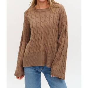 NEW SIX/FIFTY willow cable knit sweater in brown
